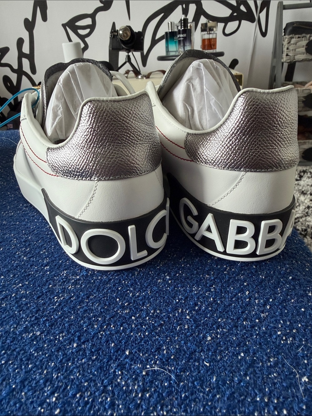 Dolce & Gabbana Portofino Sneakers White/Silver EU 38.5 – Brand New in Box